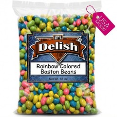 Rainbow Colored Boston Beans Candy by It’s Delish – 12 Oz Bag – Candy Nuts