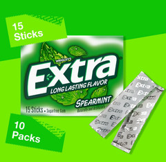 Extra (Spearmint) Bubble Gum Sugarfree, 35-Stick Pack – 6 Pack