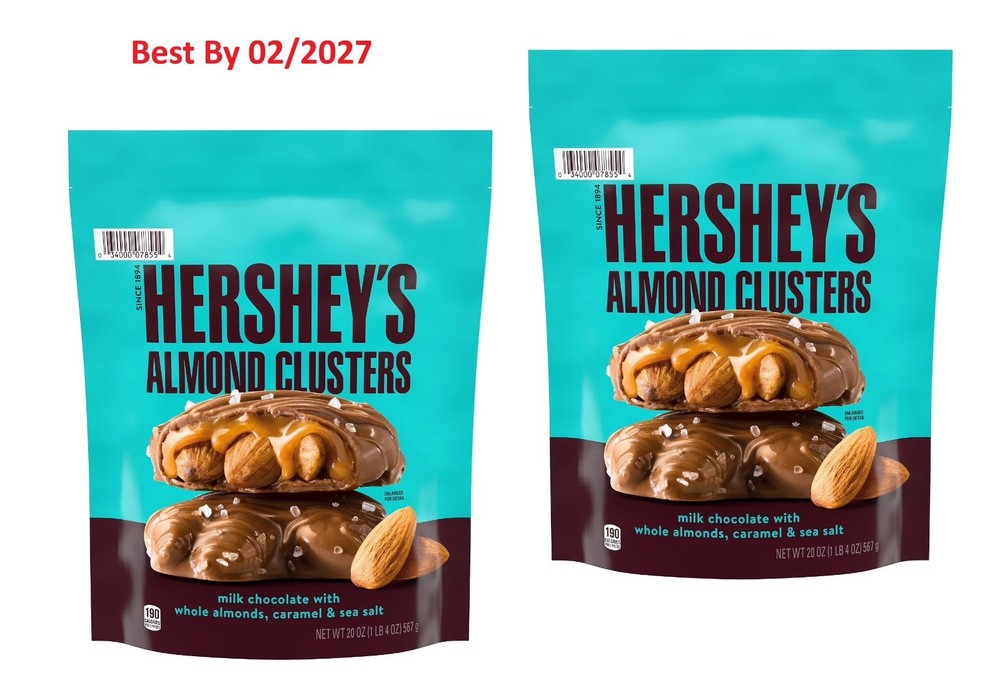 2-PACK Hershey’s Almond Clusters, Milk Chocolate w/Caramel & Sea Salt 20 Oz each