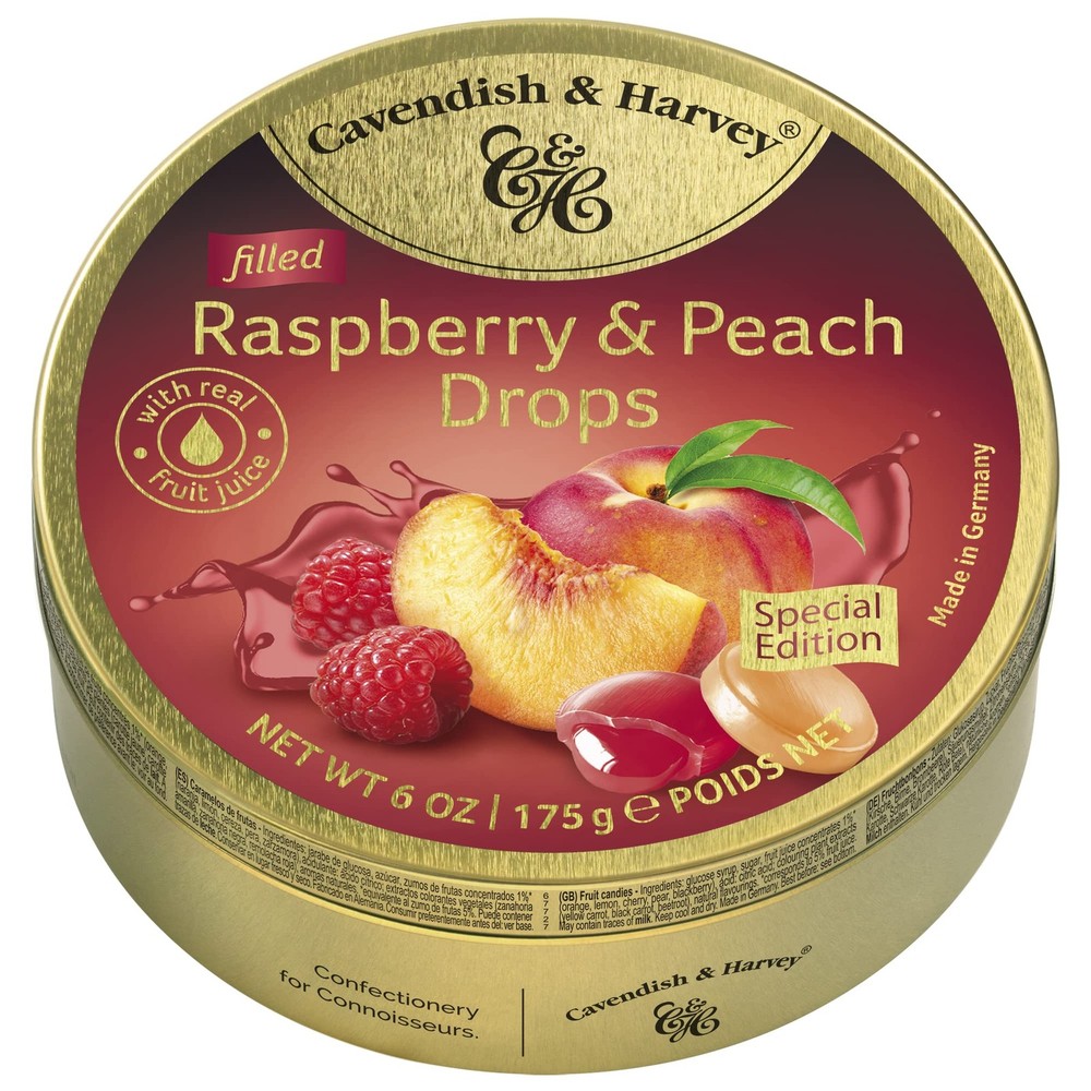 Cavendish & Harvey | Raspberry & Peach Filled Hard 6 Ounce (Pack of 1), Gold