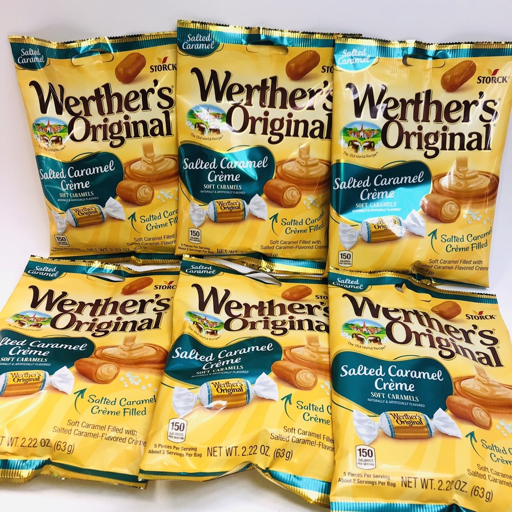 6 Bags STORCK Werther’s Original SALTED CARAMEL CREME Soft Filled Soft Caramels