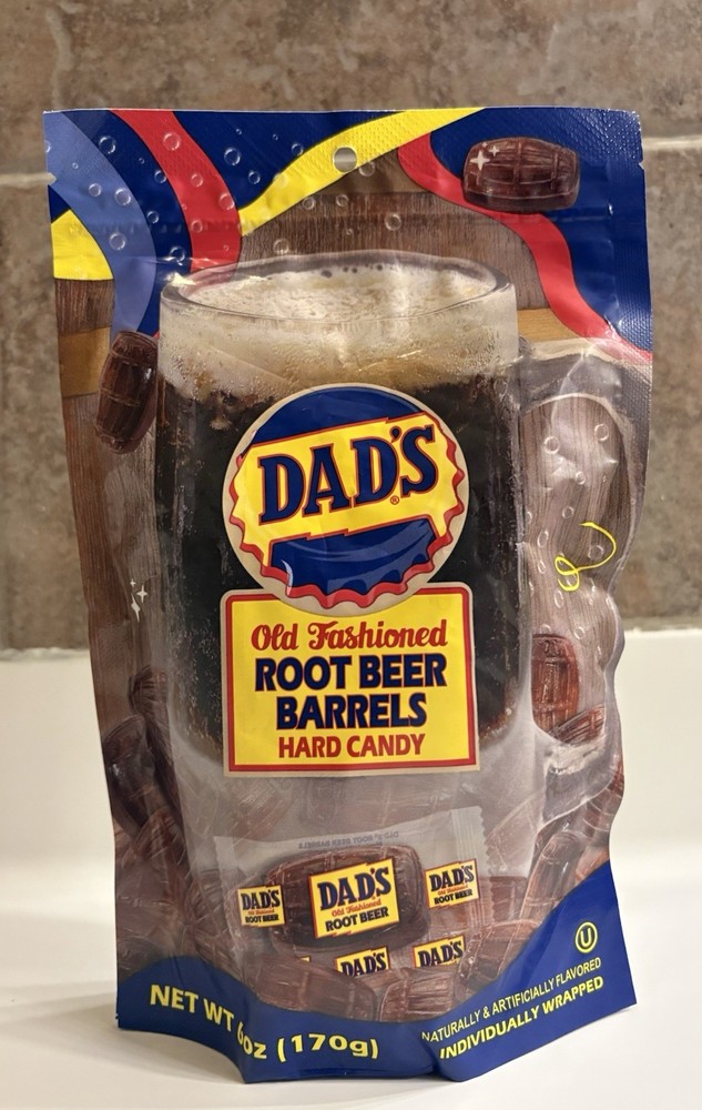 DAD’S OLD FASHIONED ROOT BEER BARRELS HARD CANDY 6 OZ BAG INDIVIDUALLY WRAPPED