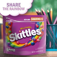 SKITTLES Wild Berry Chewy Candy Share Size Tear and Share Movie Night Party Favo