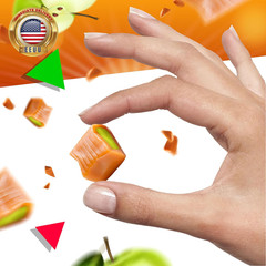 Caramel Cubes Candy | 1 Pound Bag – Approx. 75 Count | Green Apple Filling | Ind