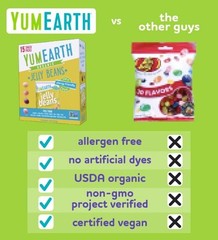 YumEarth Organic Assorted Fruit Jelly Beans 15 Pack 7.5 Ounce Allergy Friendly