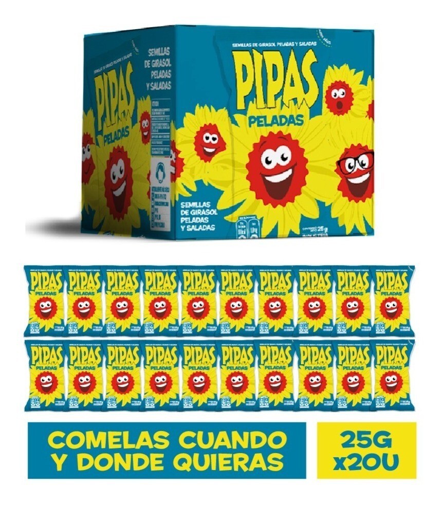Pipas Semillas Girasol Peladas Saladas 25 Gr, Caja X 20 Unidades