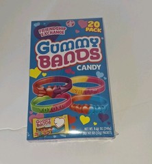 Gummy Bands Valentines Candy Bracelets, 20 Count Individually Wrapped *BB 8/2027