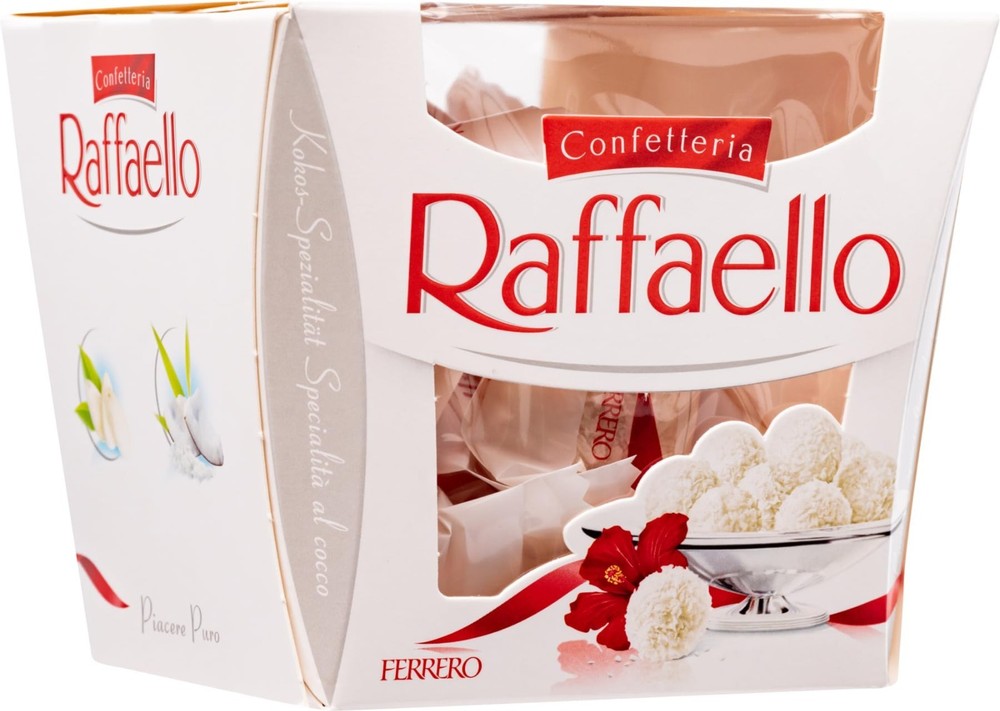 Ferrero Raffaello, Individually Wrapped Whole Almond & Coconut Candy Box, 150g