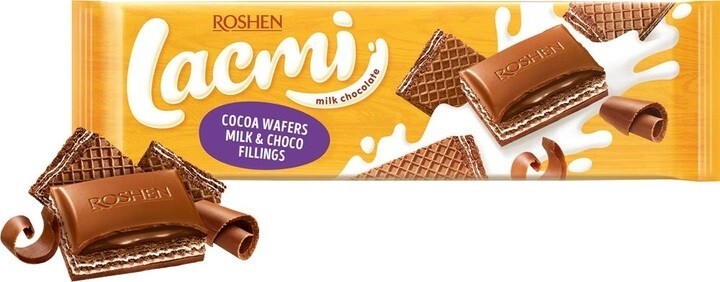 Roshen Lacmi Milk Ukrainian Chocolate Filling Bar Cool Cocoa Wafer 265g