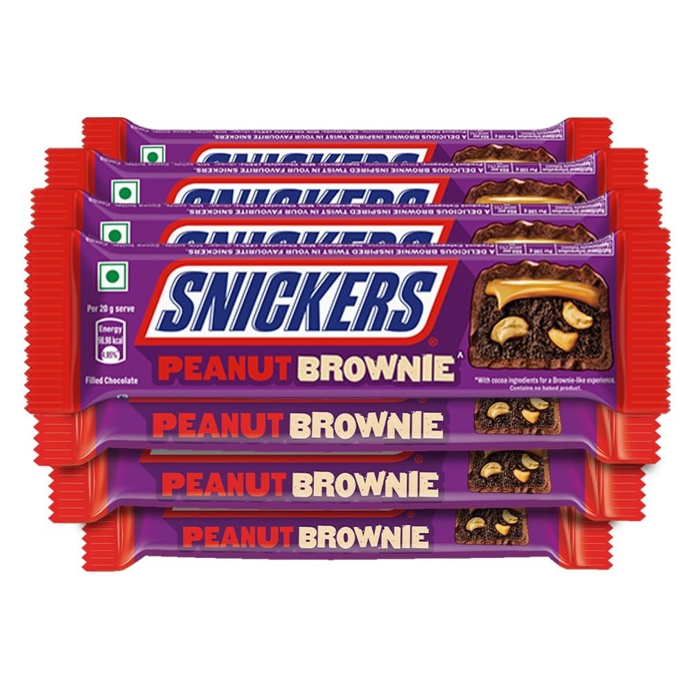 Snickers Peanut Brownie Bar with Caramel 45 gm (Pack of 10 bars) free shipping