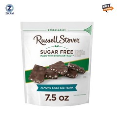 RUSSELL STOVER Sugar Free Dark Chocolate Almond & Sea Salt Bark – 7.5 oz Bag