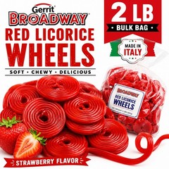 Gerrit Broadway Red Licorice Wheels 2 lb Bag Strawberry Candy Made in Italy