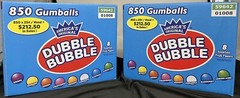 Dubble Bubble Chewing Bubble Gum 2 Boxes 850 Ct Bulk Vending Assorted Gumballs