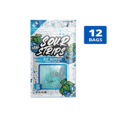 12x Bags Sour Strips Blue Raspberry Flavored Candy – 3.4oz