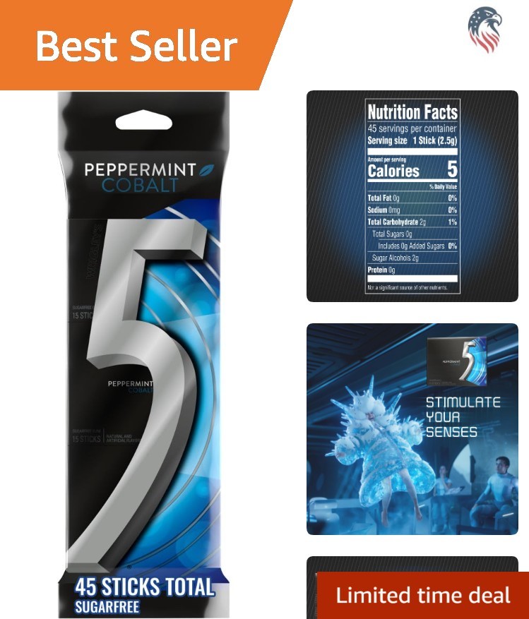 Refreshing Peppermint Cobalt Chewing Gum Bulk – 15 Sticks x 3 Packs of Flavor