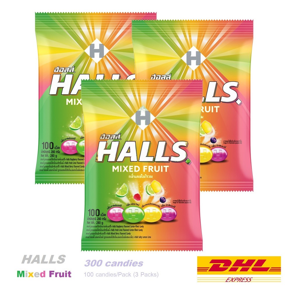 3 Packs HALLS Mixed Fruit 4 Flavor Fruit Candy 280g (3packs – 300 Candies )