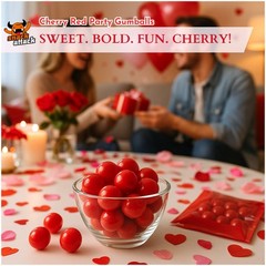RED GUMBALLS CHERRY FLAVORED 1in ~ fruity, chewy fun ~ 3/4LB – 12OZ ~ SHIPS FREE