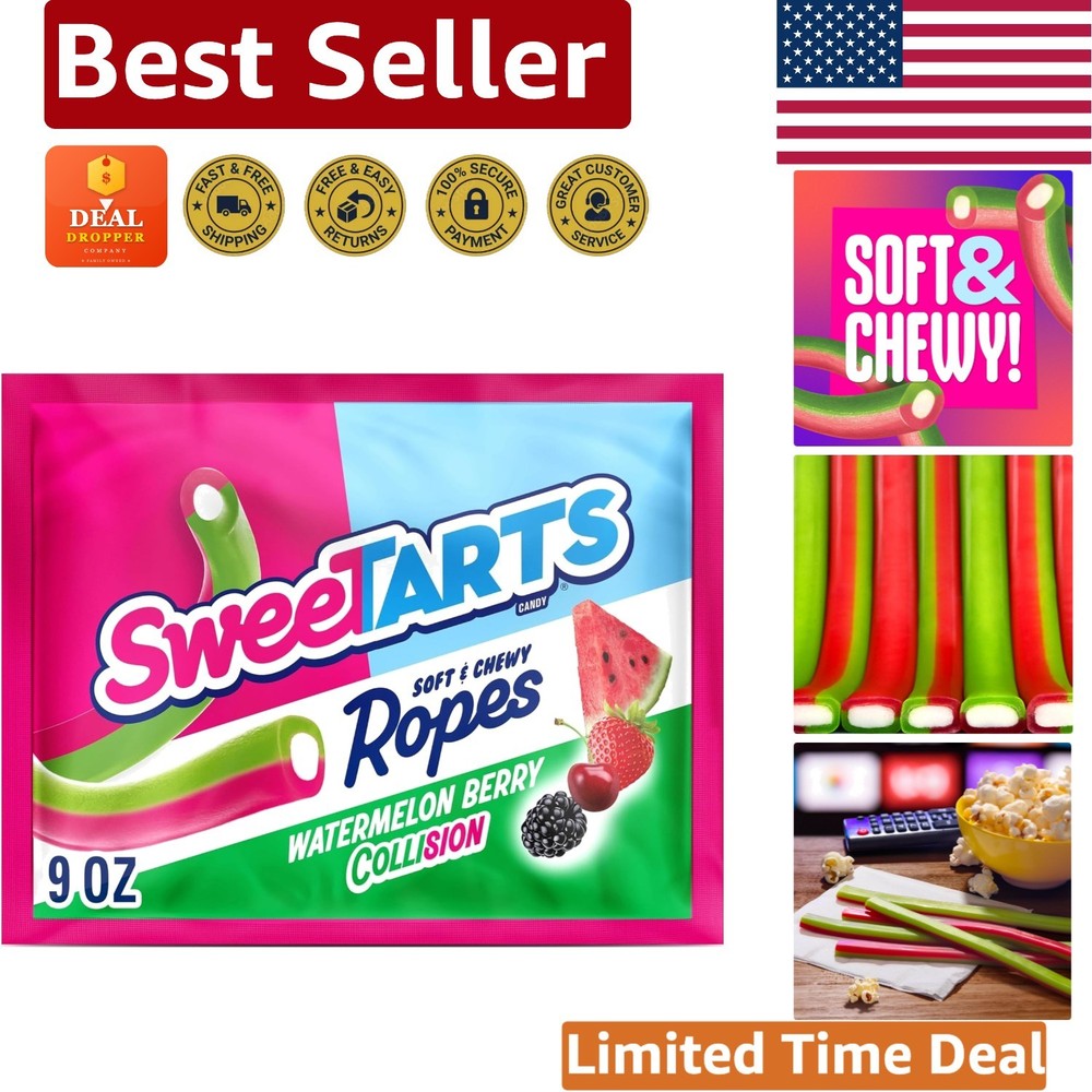 9 oz Soft and Chewy Watermelon Berry Collision Candy Ropes – Perfect for Parties