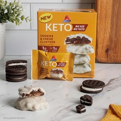 Atkins Keto Cookies & Crème Clusters, Gluten Free, High Fiber, Low 8 Count