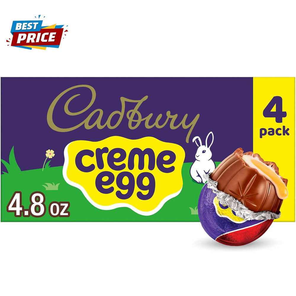 CREME EGG Chocolate with Fondant, Easter Candy Eggs, 1.2 Oz (4 Count)