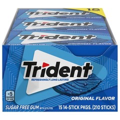 New Trident Original Flavor Sugar Free Gum 15 Packs (168 Pieces Total)