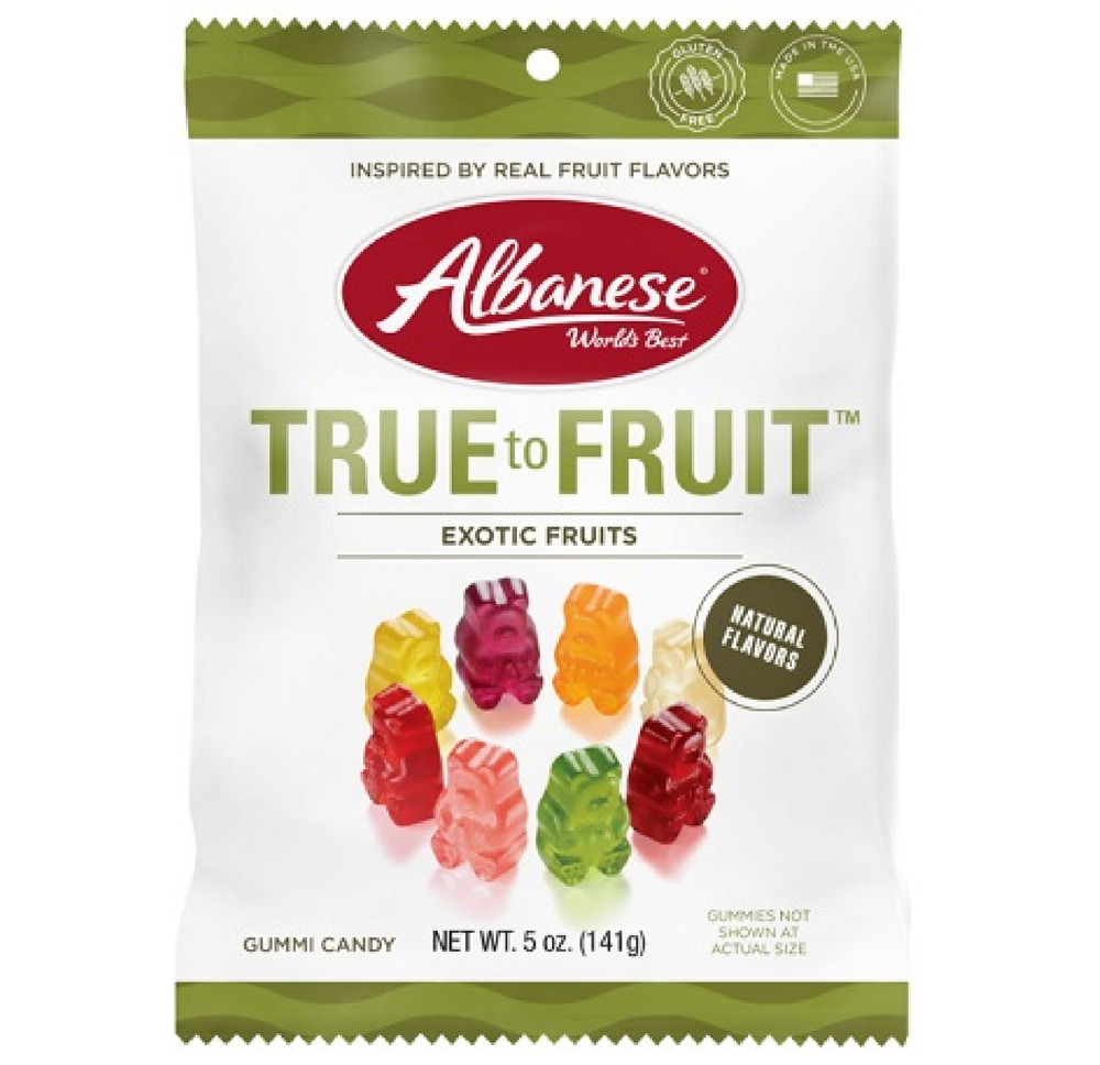12x Albanese True to Fruit Exotic Fruits Peg Bags 5oz Gummy Candy Bulk