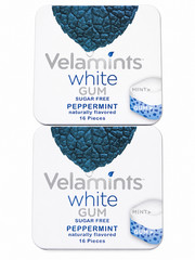 Velamints Sugar Free Gum Peppermint Pack of 8 Tins 16 pc per Tin White 04/2027