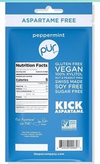 PUR Xylitol Chewing Gum PEPPERMINT (55 Pieces, 12 Pack)Sugarless Vegan Dry-Mouth