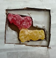 Rare Sour Patch Kid Factory error red and yellow lightning bolt