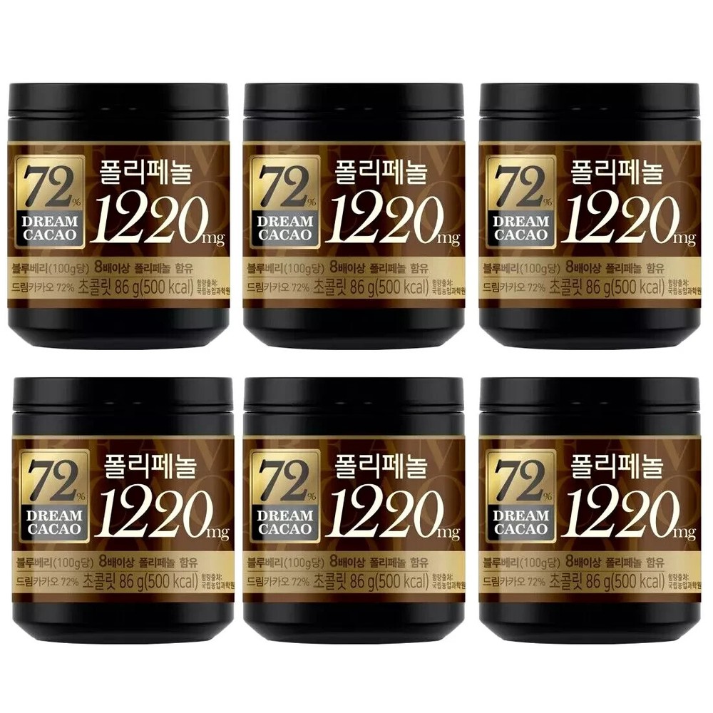 [Lotte] Dream Cacao 72% Polyphenol 1220mg Chocolate Ball 86g x 6EA / Korean Food