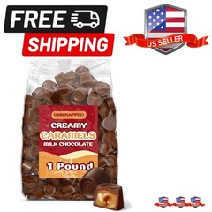 Bulk Unwrapped Milk Chocolate Caramel Candy Cups – 1 Pound Creamy Caramel Fil…