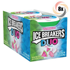 Full Box 8x Tins Ice Breakers Duo Fruit + Cool Watermelon | 50 Per Tin | 1.3oz