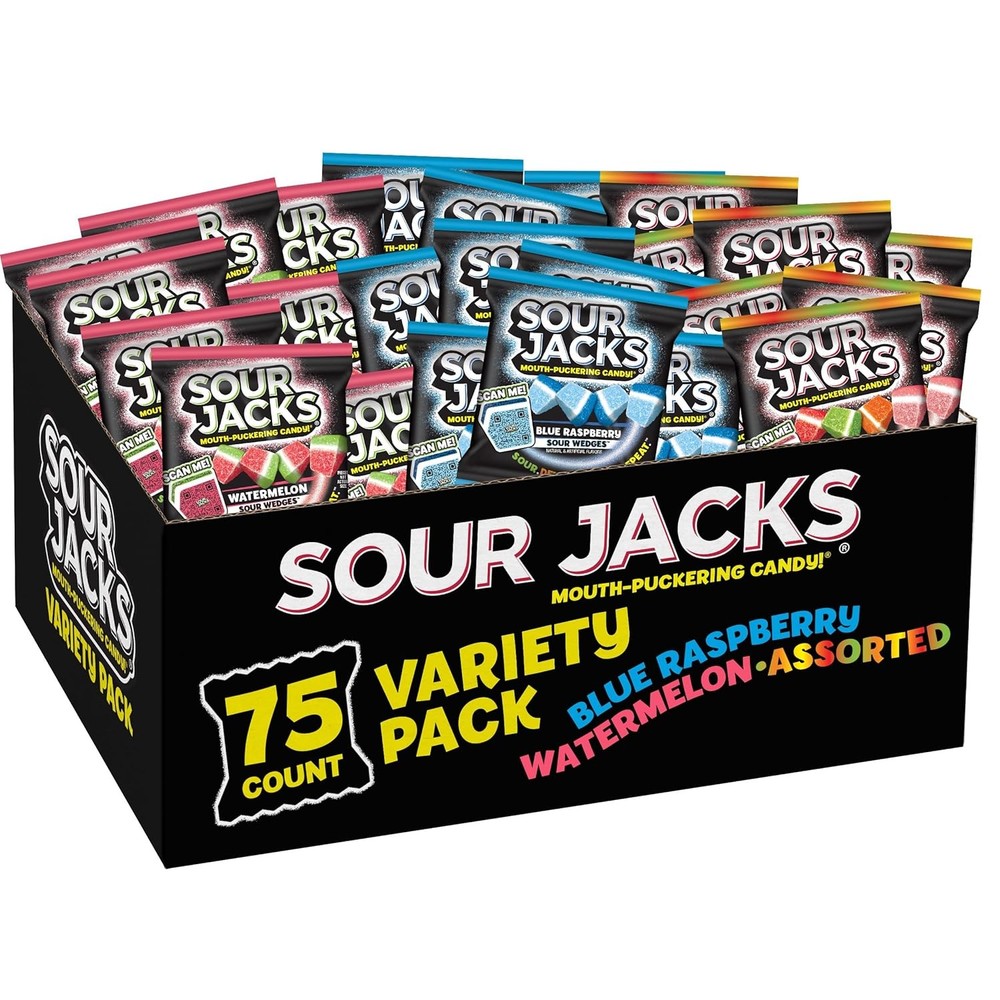 SOUR JACKS, Sour Gummy Candy, Variety Pack, 75 0.5 oz Snack-Size Pouches, Waterm