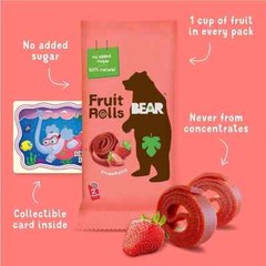 BEAR Fruit Rolls Strawberry (5 x 20g) 100g Free Shipping World Wide