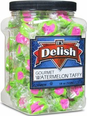 Gourmet Watermelon Taffy Chews by Its Delish – 18 Oz Jumbo Reusable Container…