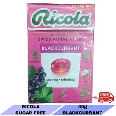 6x 40g Ricola Swiss Alpine Herb Sugar Free Blackcurrant Soothing Refreshment