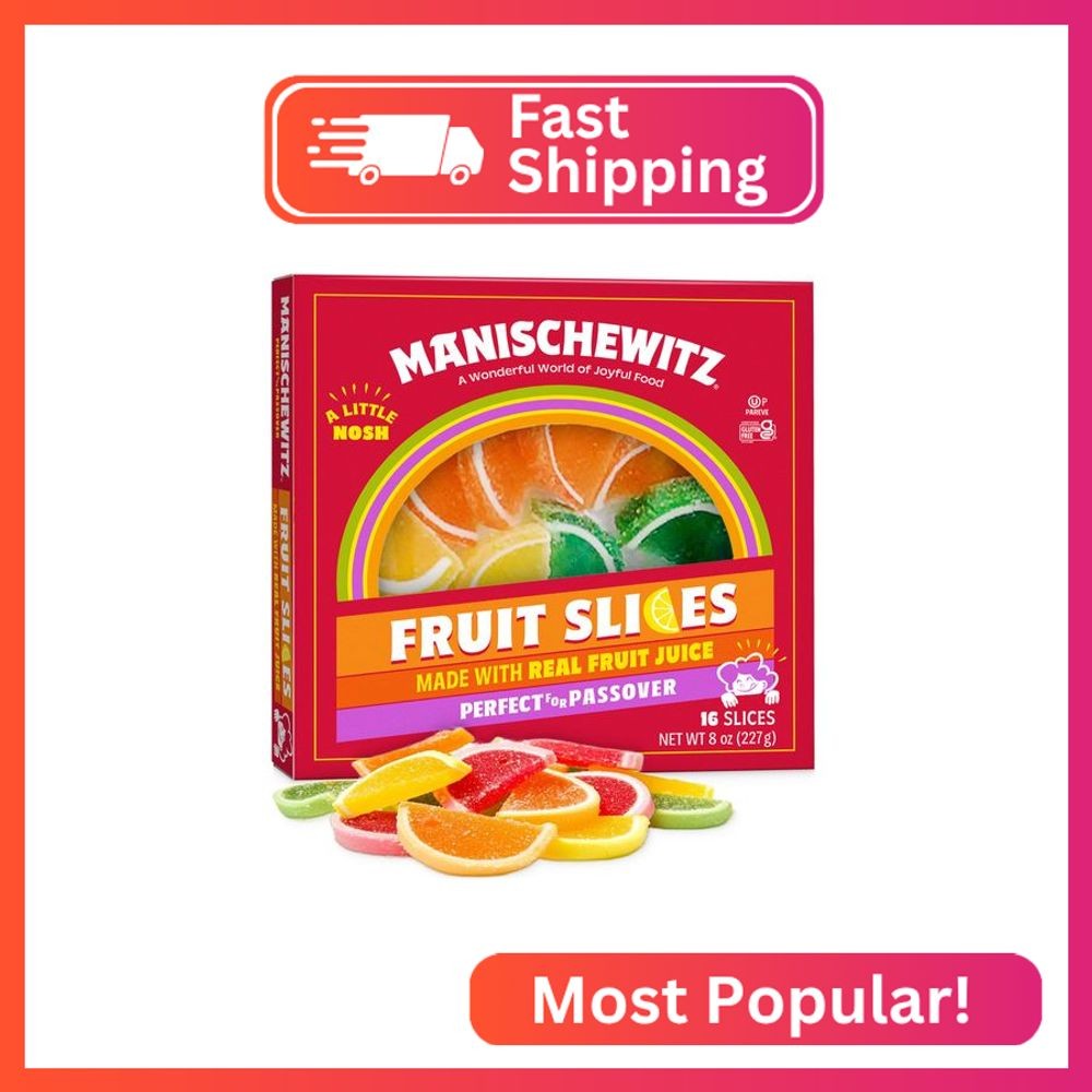 Manischewitz Holiday Candied Fruit Slices in a Gift Box, 8oz, Made with Real Fru