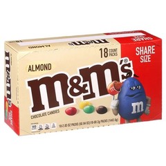M&M’S Almond Chocolate Candy Sharing Size 2.83-Ounce Pouch 18-Count Box