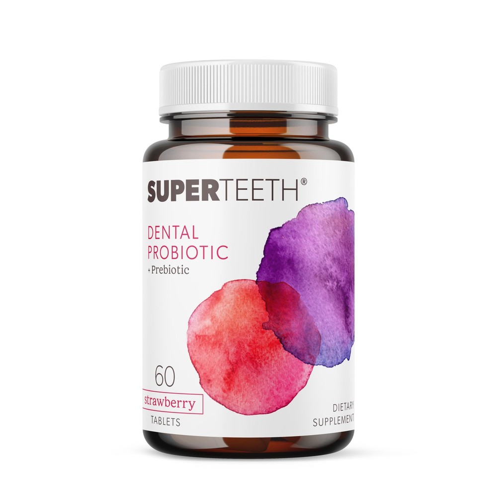 SUPER TEETH Oral Probiotic for Kids Adults | 60 Strawberry Lactobacillus Reu…