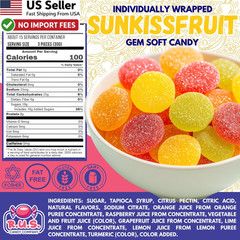 Sunkist Fruit Gems 1 Pound Bulk Bag Soft Candy Individually Wrapped Treats USA