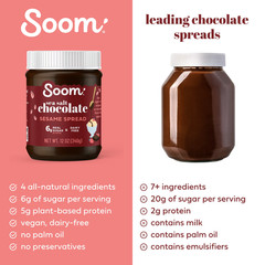 Soom Foods Creamy Chocolate Sea Salt Tahini Sesame Paste Spread 12 oz Jar…