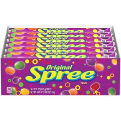 Spree Rolls Original, Fruit Flavors Chewy & Tart Candy, 1.77-Ounce (Pack of 36)