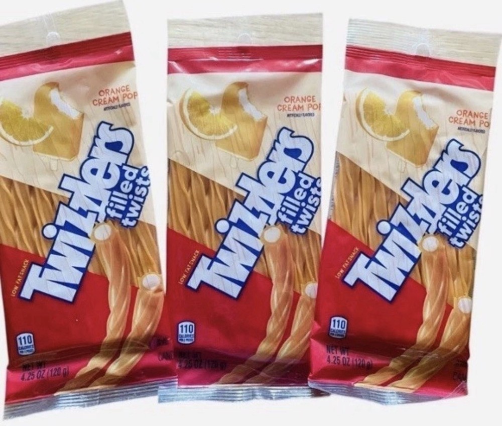 3x LOT Twizzlers Filled Twists Orange Cream Pop 4.25oz Limited Edition