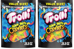 Sour Brite Crawlers Candy, Sour Gummy Worms, 28.8 Ounce Resealable Bag (Pack of