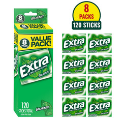 EXTRA Spearmint Sugarfree Chewing Gum, 15 Pieces (Pack of 16)