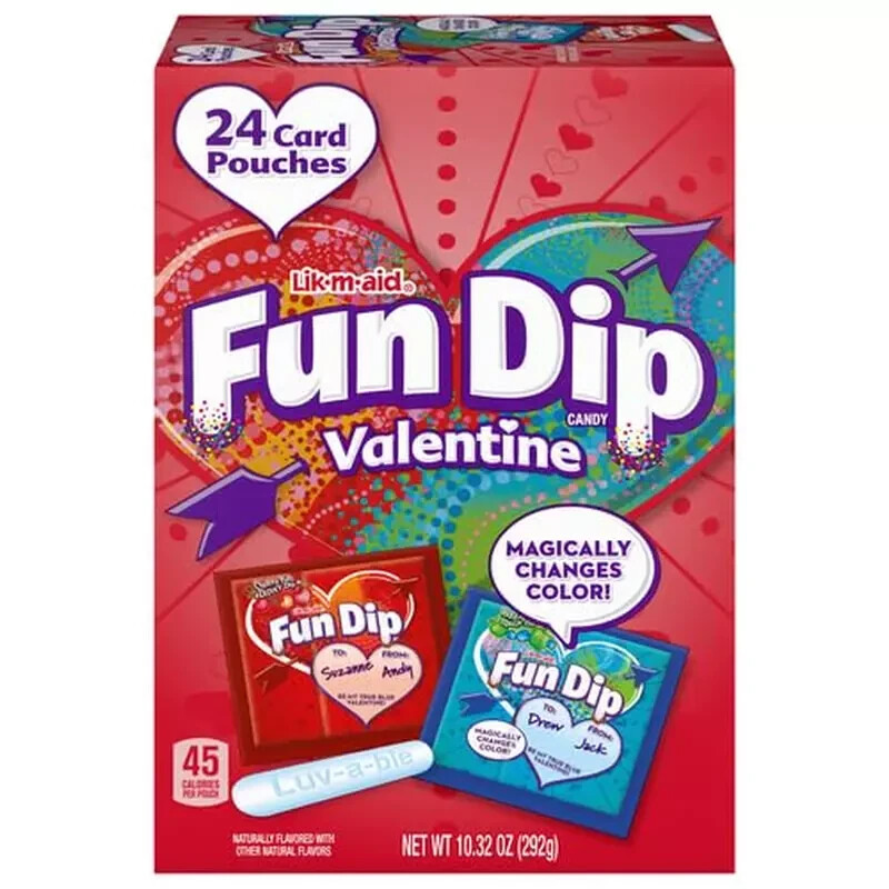 Lik-M-Aid 24 Card Pouches FUN DIP Dipping Candy Love Valentine’s Day *BB 1/2026*