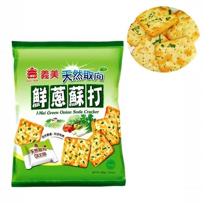 I-MEI Green Onion Soda Crackers 330g / pcak 義美 鮮蔥蘇打餅