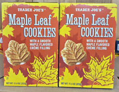 Trader Joe’s Maple Leaf Cookies with Smooth Maple Crème Filling 11.4oz (2 Boxes)