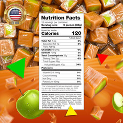 Caramel Cubes Candy | 1 Pound Bag – Approx. 75 Count | Green Apple Filling | Ind