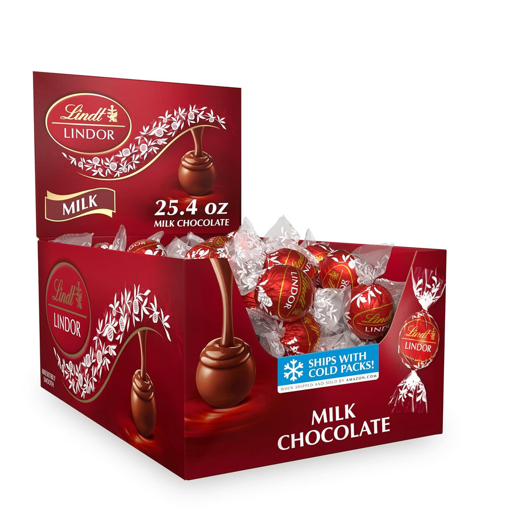 Lindt LINDOR Milk Chocolate Candy Truffles, Milk Chocolate with Smooth, Melting